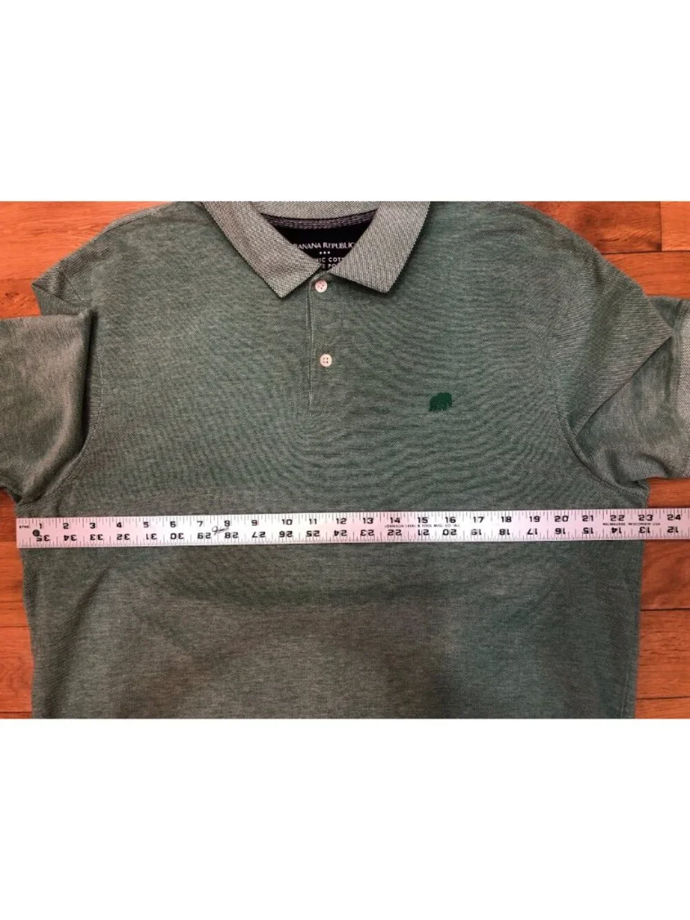 Banana Republic Organic Cotton Pique Green Short Sleeve Polo Size XL